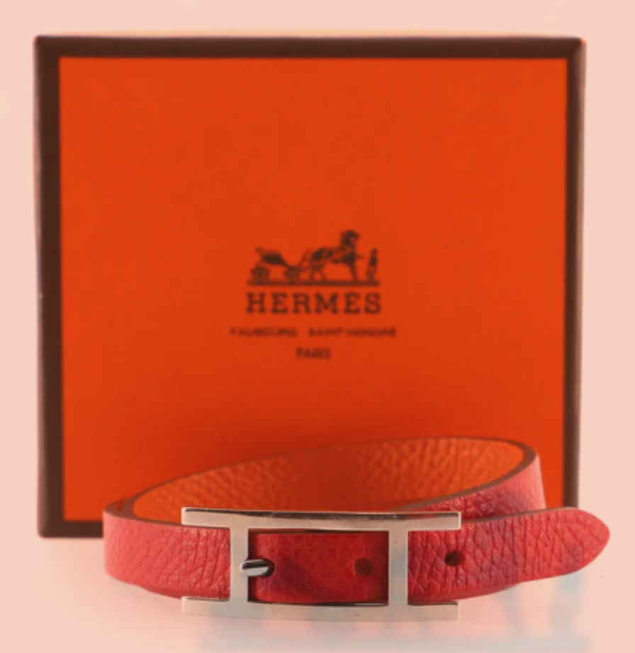 Hermes Behapi Double Tour Bracelet Leather Red-Used | eBay