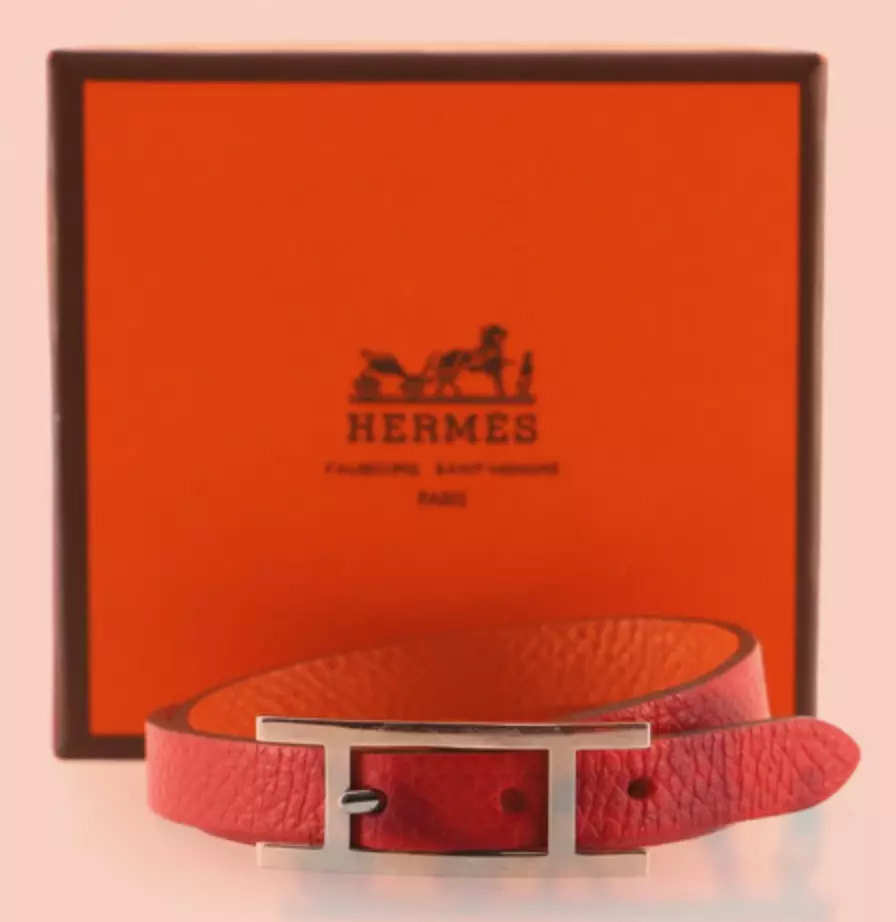 Hermes Behapi Double Tour Bracelet Leather Red-Used