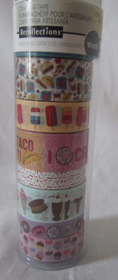 Recollections Washi Crafting Tape FOOD Ice Cream Donuts Hot Dog Pizza Taco 8 pcs - Image 2 of 4