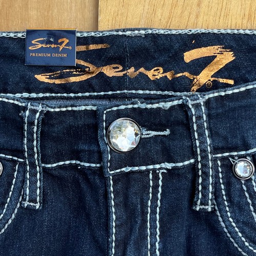 SEVEN 7 LOW RISE EMBROIDERED THICK STITCH WOMEN’S LEGGING JEANS sz 8 NWT - Picture 3 of 14