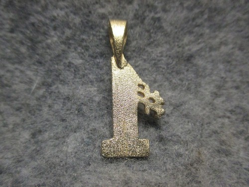 "#1" Vergoldeter Anhänger Charm mit geätzten Akzenten 1 1/8" hoch mit fester Schlaufe NEU - Bild 2 von 2