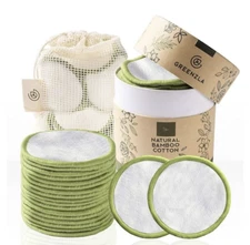 Greenzla Reusable Makeup Remover Pads (20 Pack) Washable Laundry Bag & Round New