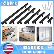 1-50X Modern Matte Black Square T Bar Handle Pull Kitchen/Bath Cabinet Hardware
