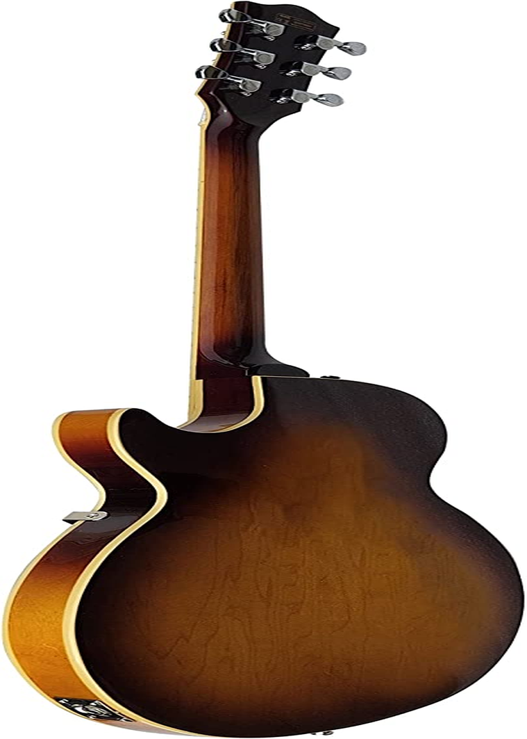 IYV IJZ300 TSB Jazz Solid HollowBody Electric Guitar, Tobacco