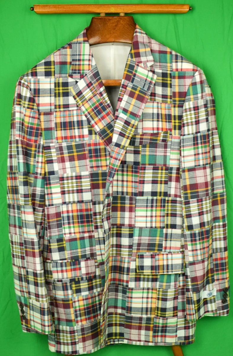 J. Press Patchwork Madras Sport Jacket Sz 44R New w JP Tags