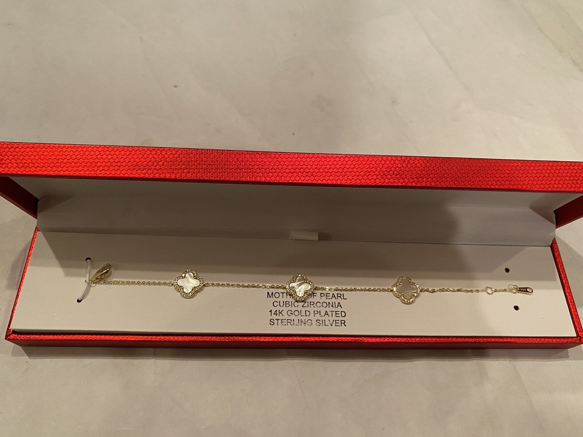 Rachel Zoe 14K Gold plated Sterling silver Clover Station Bracelet