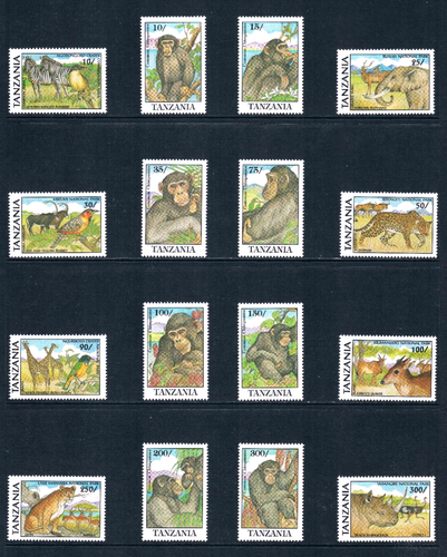 1/2 off $37.35 Scott Value - 1991-92 TANZANIA Wildlife Chimpanzees CV MNH NH UMM - Picture 3 of 4