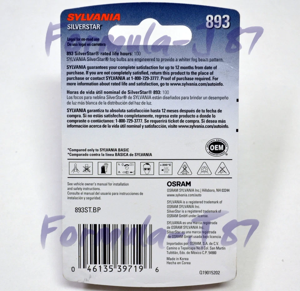 Sylvania Silverstar 893 H27 37.5W Dos Bombillas Luz Antiniebla Repuesto Actualización Lámpara Foto 3 de 4