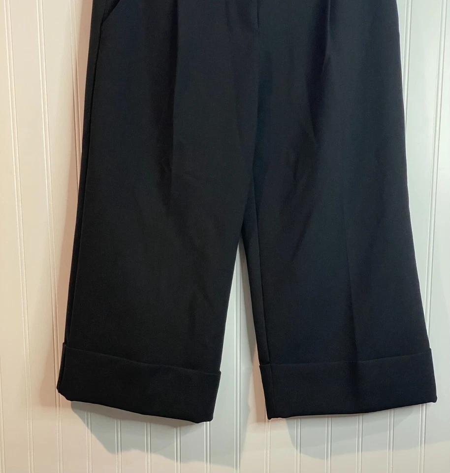 Calça cropped Trina Turk feminina preta perna larga tamanho 4 mistura poliéster-viscose - Imagem 3 de 4