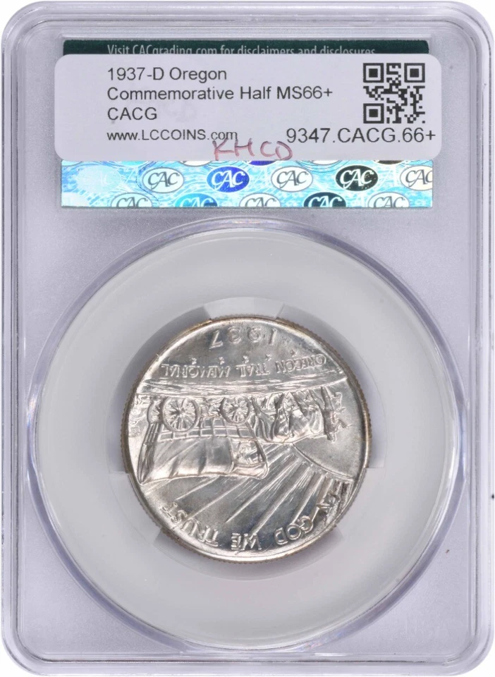 Oregon Commemorative Silver Half Dollar 1937-D MS66+ CACG - Image 2 of 2