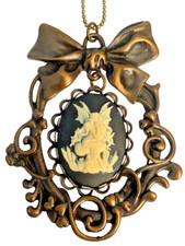 NUEVO Collar Colgante Plata Camafeo Blanco Dama Ángel Arco Gótico ELEGANTE Hadas