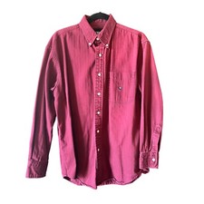 Vintage 90s Chaps by Ralph Lauren Maroon LS Men's Shirt 'Button Down Collar Cot