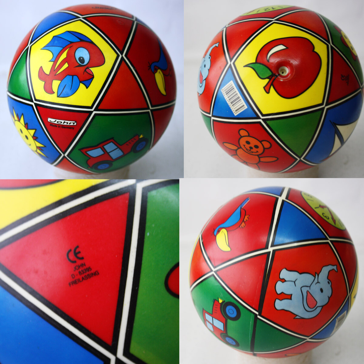 VINTAGE 90'S KIDS RUBBER BALL SUN FISH ELEPHANT JOHN MADE IN