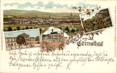 LITHO GRUß AUS GÖTTINGEN AULA + ROHNS 4 BILD COL. UM 1900