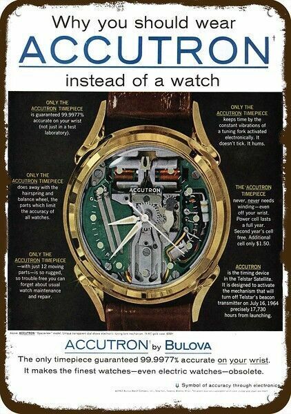 1962 ACCUTRON BULOVA SPACEVIEW Vintage-Look-Edge *DECORATIVE REPLICA METAL SIGN 1962 ACCUTRON BULOVA SPACEVIEW Vintage-Look-Edge *DECORATIVE REPLICA METAL SIGN