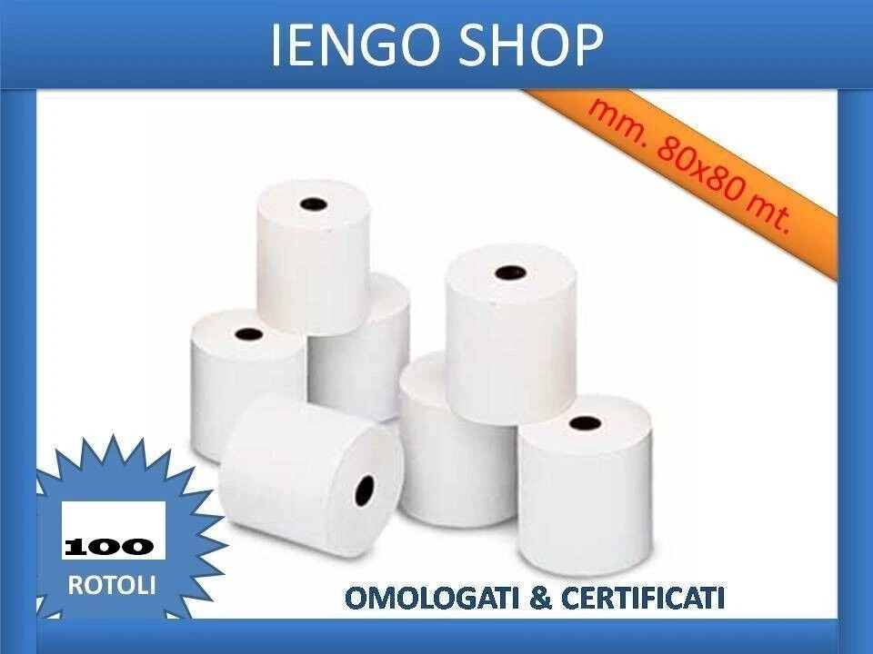 100 ROTOLI TERMICI MM 80x80 MT. OMOLOGATI TERMICI DI ALTA QUALITA' FATTURABILE