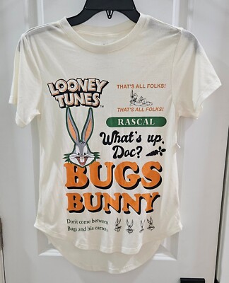 Looney Tunes Bugs Bunny What's Up Doc T-Shirt Womens Junior Size XS (1), New