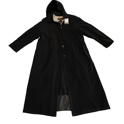 Misty Harbor Full Length Black Trench Coat Size 12P NWT Removable Hood
