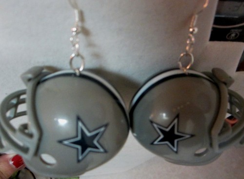 BIG UNIQUE Dallas Cowboy Earrings 925 NFL Football Helmet USA NORA'S - Picture 5 of 10