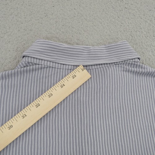 Giorgio Armani Black Label Camicia Uomo Grande Grigio Bianco Viscosa Manica Lunga Polo - Foto 13 di 14