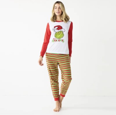 Jammies For Your Families How The Grinch Christmas Pajama Set Women's Size M NEW