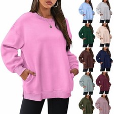 Women's Loose Fit Crew Neck Sweatshirt Long Sleeve Pullover Hoodie Holiday Tops
