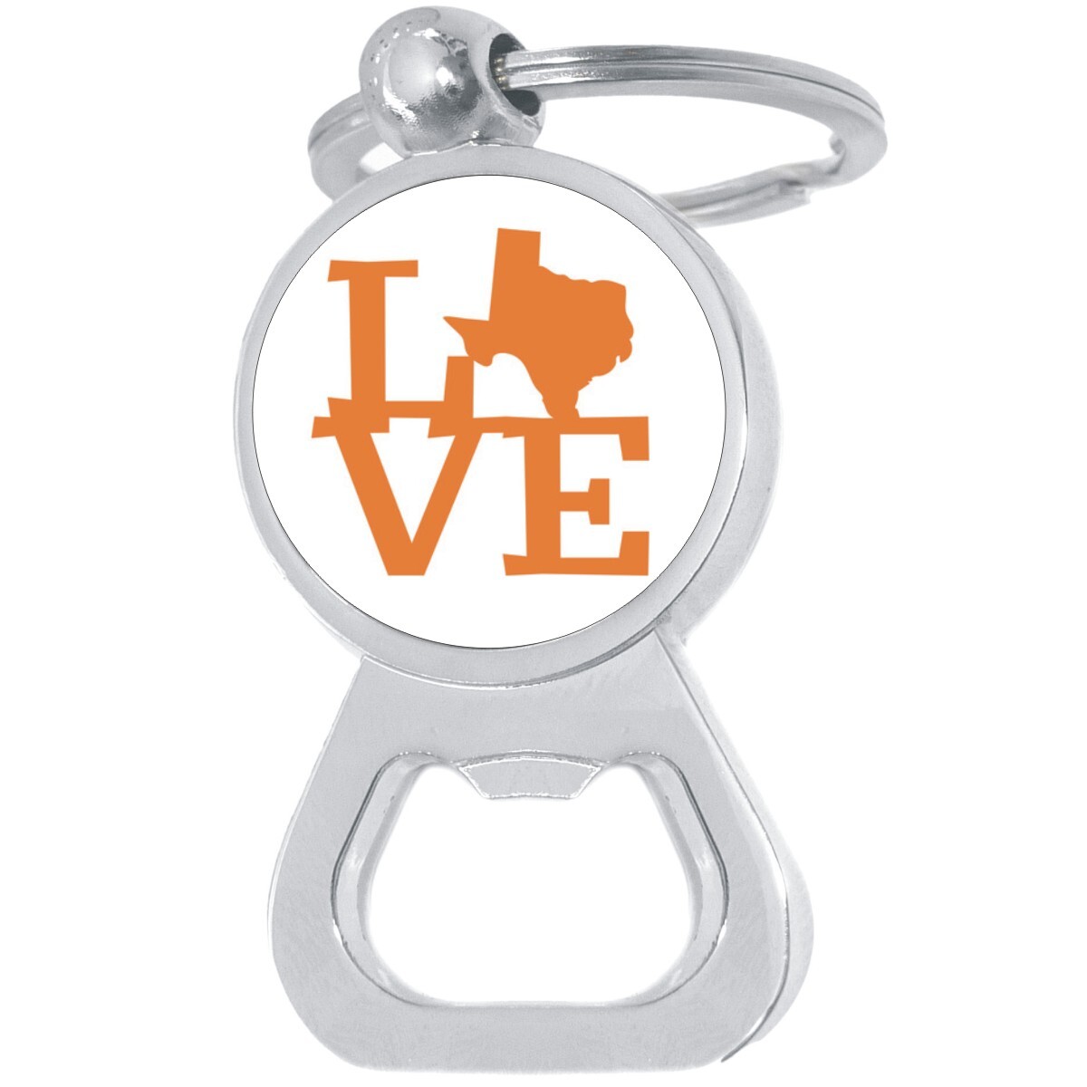 Texas Longhorns Orange White Metal Bottle Opener Keychain - Beer Bar Tool Key Ring