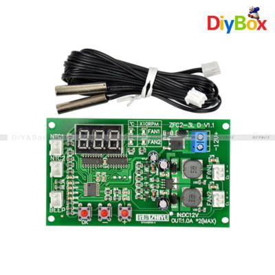 12V Dual Ways 3-wire Fan Speed Controller Digital Display Temperature Thermostat