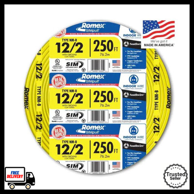 Southwire Romex Simpull 250 Ft 12 2 Non Metallic Wire By The Roll Nm B 12 2 Ebay Southwire Romex Simpull 250 Ft 12 2 Non Metallic Wire By The Roll Nm B 12 2 Ebay