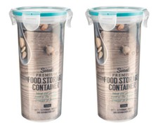 2 x Premium 750ml Round Clip Lock Containers Airtight Food Storage Tall Kitchen