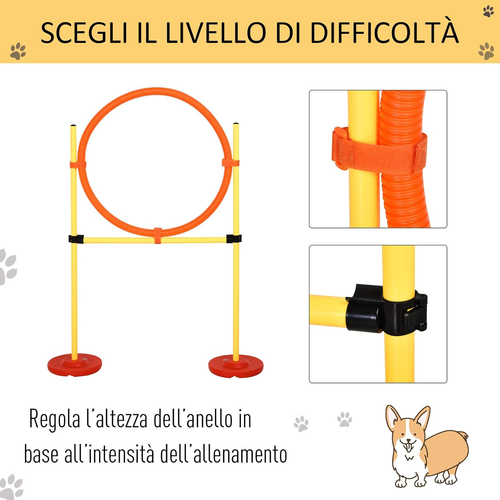 Set Agility Dog Con Paletti Ed Anello Regolabile per Addestramento Cani - Foto 6 di 12