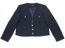 NWT J.Crew V-neck Lady Jacket in Navy Blue Maritime Tweed Crop 4