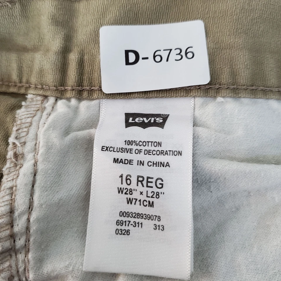 Jeans Levi's 511 para niños 16 bolsillos rectos de mezclilla caqui 26,5" entrepierna informales Foto 2 de 4