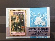 Bloc timbre Qu'Aiti State Hadhramaut 1967. Mi:AD-QSH BL12A. Manet