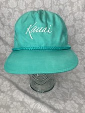Vtg Blue Kauai Hawaii bluebteal Hat Cap Rope Snapback N1 