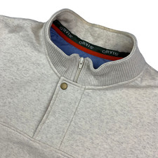Orvis Men's 1/4 Zip/Snap Fleece Lined Pullover Sweater/Jacket Beige   2XL
