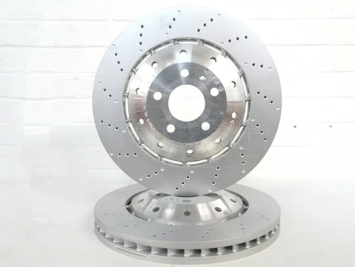 FOR AUDI RS4 RS5 R8 SPYDER FRONT DRILLED SHW BRAKE DISCS EBC YELLOW PADS 365mm - Picture 3 of 10