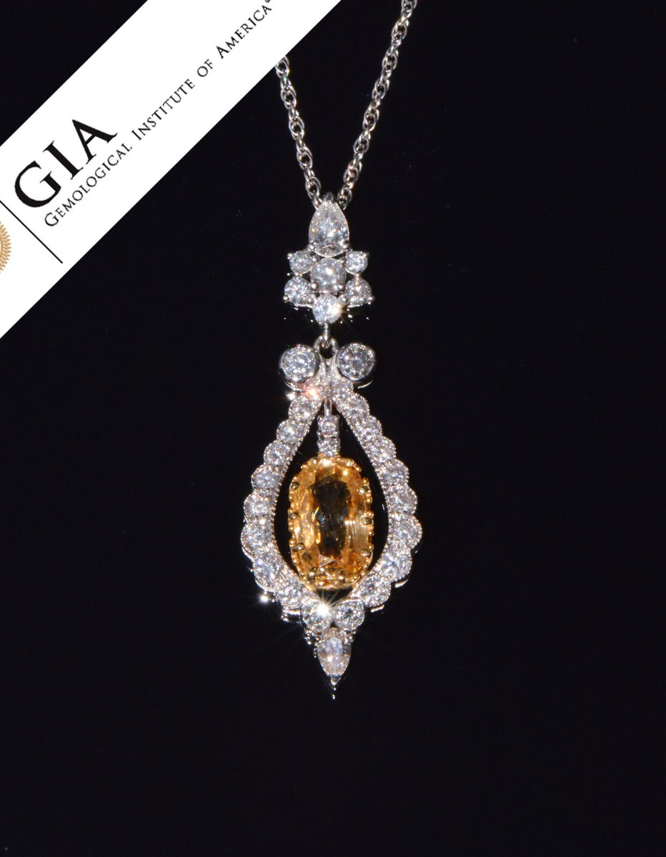 GIA Certified Natural VS F Diamond Sapphire 18K Solid Gold
