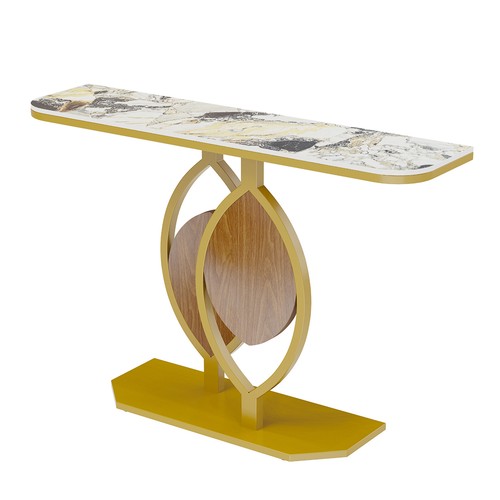 High-end Real Stone Console Table Glam Leaf Designed Hallway Entryway Furniture - Picture 6 of 19