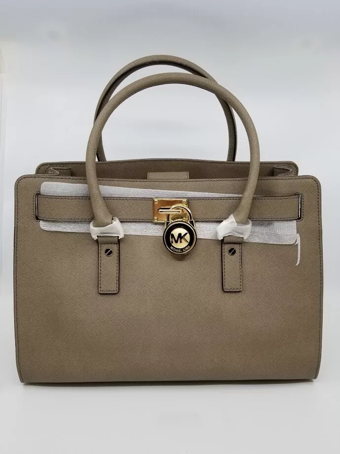 Authentic MICHAEL KORS Hamilton EW Large Leather Dark Dune Satchel Bag MSRP $358 |