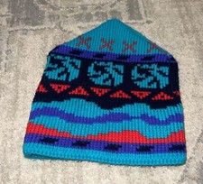 Vintage Wigwam Beanie Hat Unisex Mens Women s Blue Multi cap
