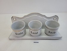 Regal + Gefäße G&S Emaille Seife/Soda/Sand Jugendstil Art Déco 1900-1930 #262393