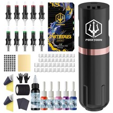 Wireless Tattoo Kit Complete for Beginners Pen Machine with Power Supply Needles