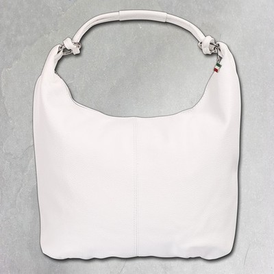 Florence Damen Schultertasche Hobo Bag Leder Tasche weiß OTF190W1