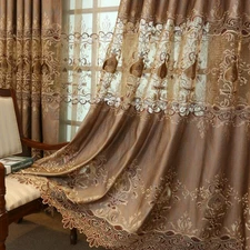 DIY Floral Embroidery Fabric Lace Curtain Pelmets Net Guipure Window Panel Drape