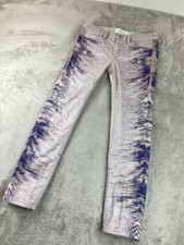IRO Jeans Womens 29 Lavender Purple Stretch Skinny Blue Brushstroke Side Stripe