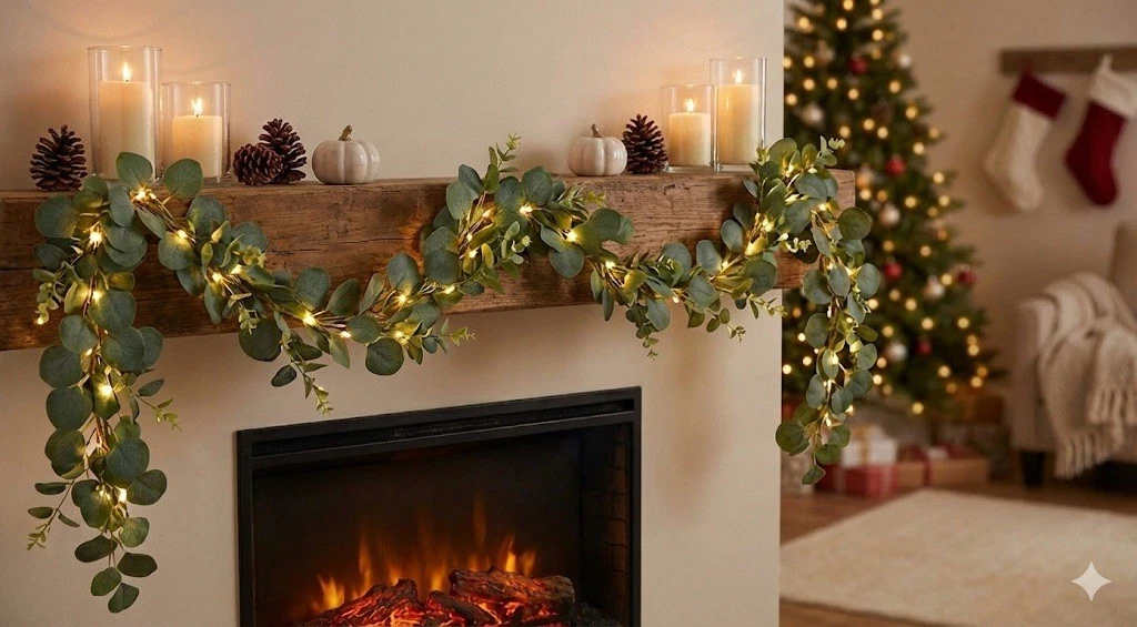 6ft Lighted Eucalyptus Garland 96 LED Battery Timer Boho Wedding Mantle Decor
Opens in a new window
