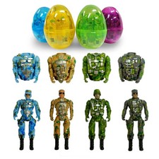 4 Pcs Jumbo Deformation Soldier Toy Easter Eggs, with Toys Inside Easter Gift...