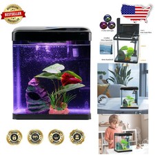 Self-Cleaning 2 Gal Glass Aquarium Starter Kit w/ Whisper Filter LED