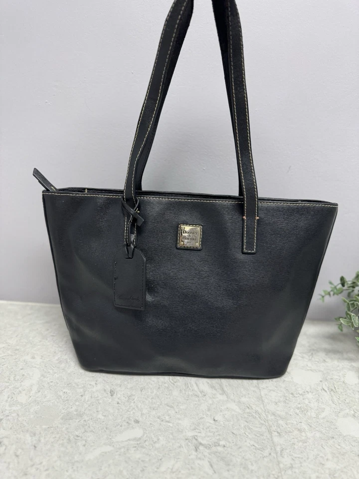 Dooney & Bourke Saffiano leather Shopper Tote Bag Black with red interior - Image 3 of 4